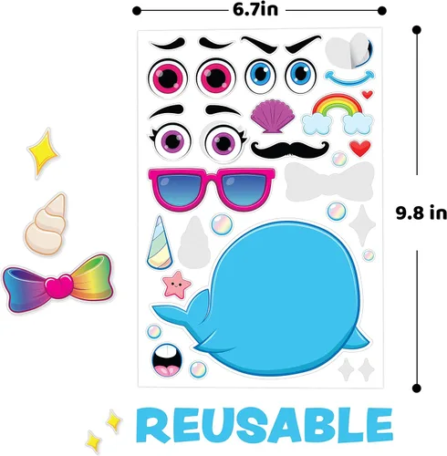 Vista 6 de JOYIN 36 hojas de calcomanías de 9.8 x 6.7 pulgadas para hacer tu propio animal para mezclar y combinar hojas de calcomanías con safaris, animales