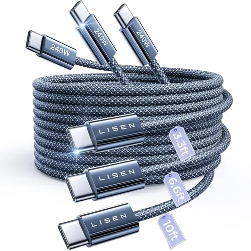 Vista 19 de LISEN para Apple iPad Cargador de Carga Rápida 240W Cable USB C para iPad Pro 13/12.9/11 pulgadas, A16/10ª generación, iPad Air 11/13 midnight
