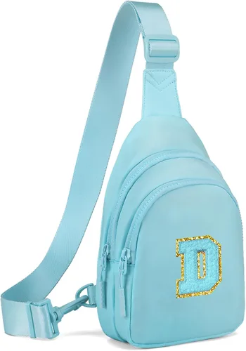 Vista 95 de Viverte Pequeña bolsa con inicial para niñas y mujeres, bonita cangurera cruzada de regalo