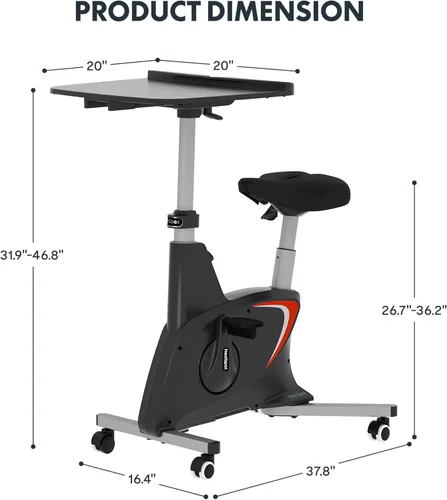 Vista 9 de FLEXISPOT Bicicleta de ejercicio con escritorio 2D, bicicleta bajo escritorio que ahorra espacio con escritorio removible, bicicletas estacionarias