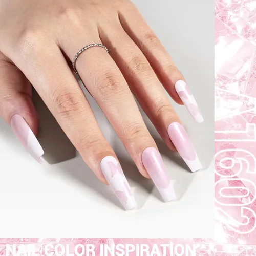 Vista 4 de MelodySusie - Esmalte de uñas en gel con brillo perla rosa brillante, 0.5 fl oz, efecto hilo, con acabado de concha rosa brillante, UV LED