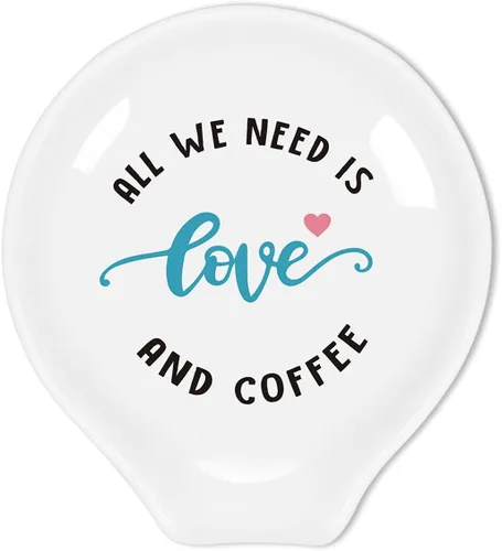 Vista 14 de Littlefa Divertido soporte de cuchara de café de cerámica con cita de café, soporte para cuchara de café, decoración de estación de café, accesorios