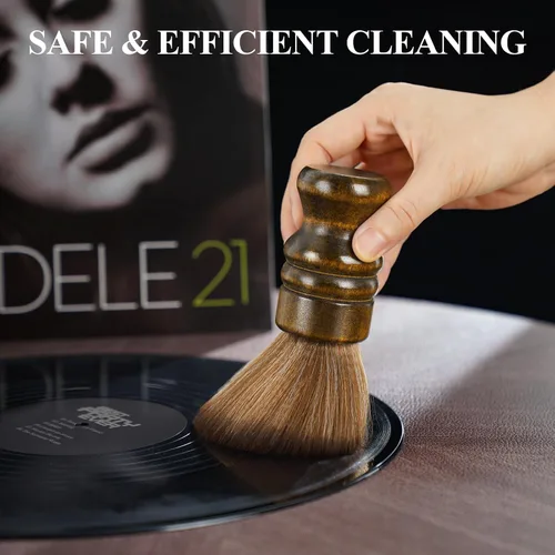 Vista 6 de NiHome Cepillo Limpiador de Discos de Vinilo, Limpiador Antiestático Suave para Discos LP, Cepillo Removedor de Polvo de Vinilo con Cerdas de Fibra