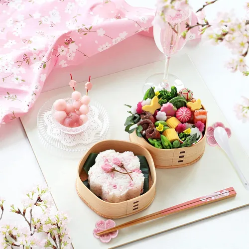 Vista 5 de Whaline Juego de 4 mini cucharas de cerámica florales de 1.9 pulgadas con diseño de flor de cerezo rosa, soporte para cucharas de café