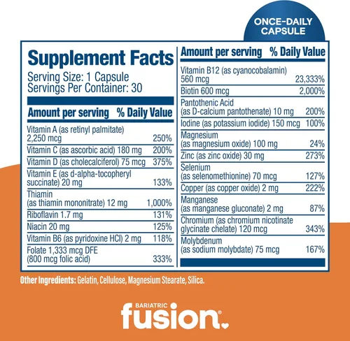 Vista 4 de Bariatric Fusion Multivitamínico bariátrico sin hierro 1 por día Pacientes postoperatorios Vitamina sin hierro para bypass gástrico