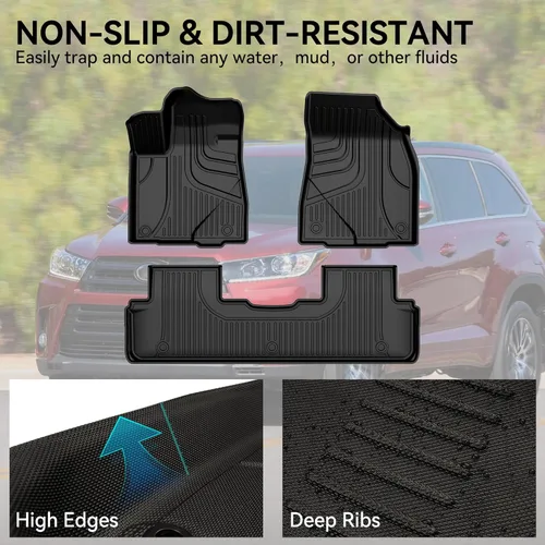 Vista 2 de TTX LIGHTING Alfombrillas para piso Compatibles con Toyota Highlander 2014-2019 Forro para maletero y respaldo Alfombrilla de protección para todo