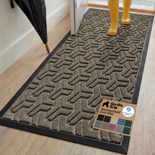 Vista 45 de Gorilla Grip - Tapete WeatherMax todo terreno 100% impermeable, caucho natural, resistente a manchas y decoloración, interior y exterior, fácil