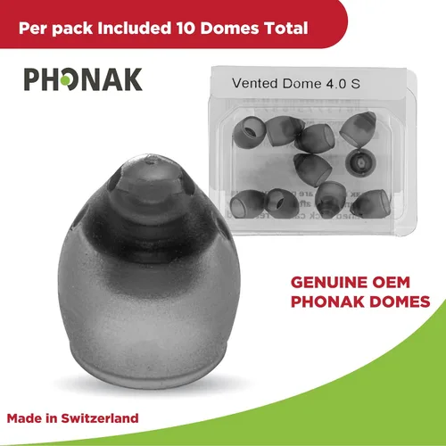 Vista 2 de Phonak Cúpula ventilada 4.0 pequeña (0.29 pulgadas = 0.295 in), 10 cúpulas, repuesto original del fabricante original de Suiza por Sonova, cúpulas