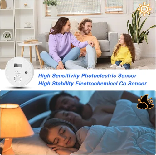 Vista 11 de Detectores de CO y humo 2 en 1, detector de monóxido de carbono, con batería de 9V, pantalla digital, detector de humo, detector de monóxido