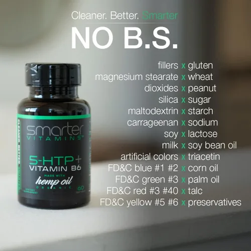 Vista 3 de SmarterVitamins 200 mg 5-HTP + vitamina B6, liberación prolongada, 60 cápsulas blandas, 30 porciones