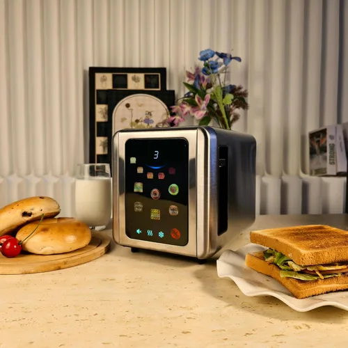Vista 2 de WHALL Full Touch Screen Toaster 2 Slice, 1.5'' Wide Slot Stainless Steel Toaster with Digital Timer, 6 Bread Types & 6 Shade Settings, Crumb Tray