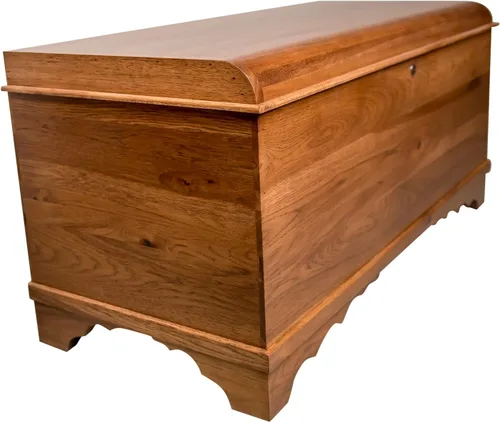 Vista 6 de Baúl de Esperanza de Cedro Rústico con Puerta Roja y Tapa en Cascada, Cofre de Almacenamiento de Madera Hecho por Amish para Dormitorio, Bisagras