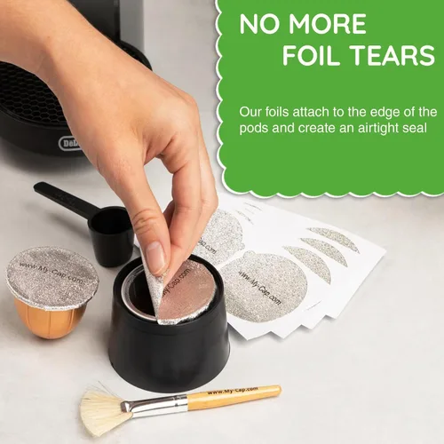 Vista 4 de My-Cap 200 sellos de aluminio para cápsulas Nespresso Vertuo - tapas de aluminio para reutilizar cápsulas Nespresso VertuoLine - sellos de tapas