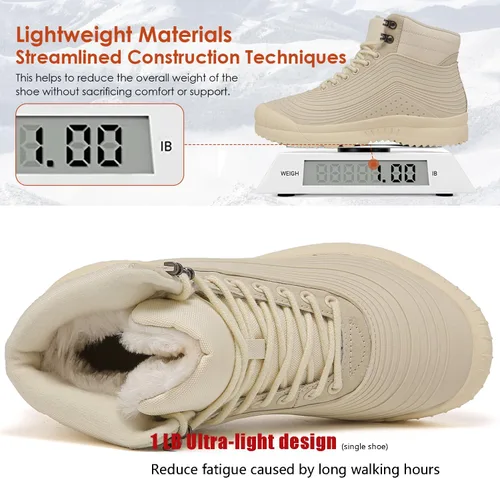 Vista 4 de ulogu Snow Boots for Men WomenInsulated Waterproof Fur Lined BootiesLightweight Winter Shoes