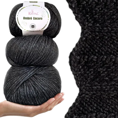 Ombré-Encore - Hilo grueso degradado para crochet, 3 bolas, 507 yardas/420G (14.82 oz), patrones gratis - Hilo voluminoso multicolor peso 5 para