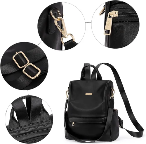 Vista 5 de CLUCI - Bolso de hombro tipo mochila de cuero para mujer diseño grande y a la moda para viajes