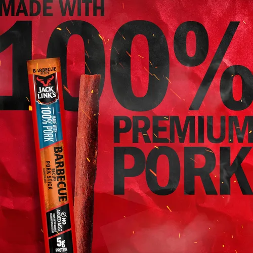 Vista 3 de Jack Link's Palitos de Carne, Receta Barbacoa de Cerdo - Palitos de Snack de Proteína con 5g de Proteína, Palitos de Snack de Carne Hechos con 100%
