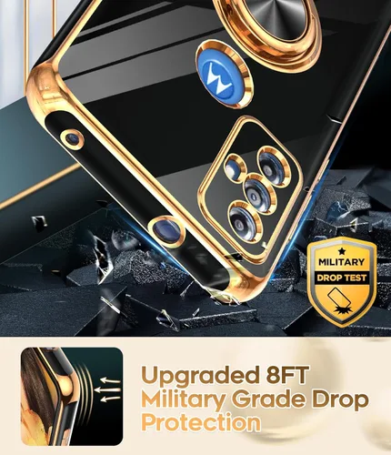 Vista 7 de LeYi Funda para teléfono Moto G Play 2023: con protector de pantalla de vidrio templado (paquete de 2) Soporte de anillo giratorio de 360°, soporte