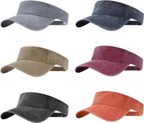 6Pack Sun Visor Adjustable Visor Hats for Women and Men Multicolor