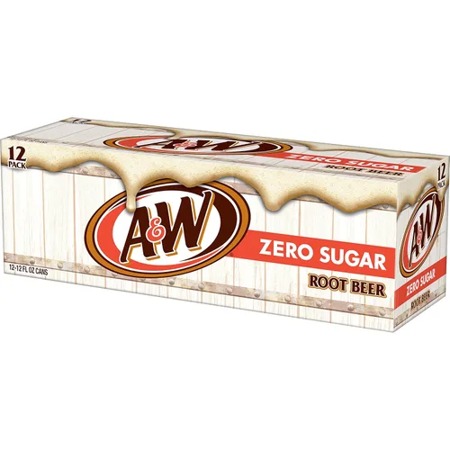 Vista 10 de A&W Zero Sugar Root Beer Soda, latas de 12 fl oz, paquete de 12
