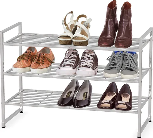 Vista 13 de Simple Houseware - Zapatero apilable de 3 niveles, superficie en rejilla, color negro