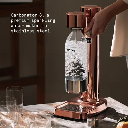 Vista 3 de Aarke Carbonator lll con cilindro de CO2, máquina de agua con gas y carbonatación, acero inoxidable con botella reutilizable PET sin BPA, volumen