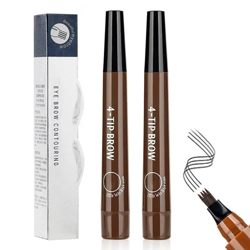 Vista 9 de 2 bolígrafos de contorno de cejas Microblading, lápiz mágico impermeable 3D para cejas, 4 puntas, lápiz de cejas mágico, de larga duración y a Marrón