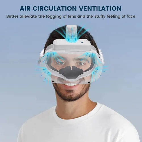 Vista 4 de VR Cooling Fan for Oculus Quest 2A2 Pro Facial Interface with Air Circulation Fan and 2 Soft Pad3 Speed Anti-Fogging Air Circulation Cooler