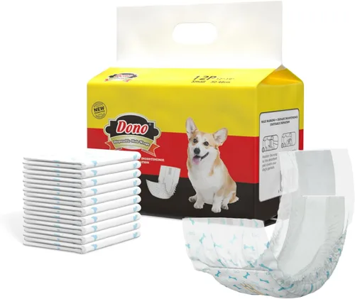 Vista 9 de Dono Pañales desechables para perros machos con indicador de humedad, 56 unidades, bandas superabsorbentes para el vientre para perros machos