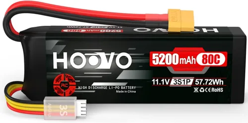 HOOVO Batería LiPo 11.1V 3S 5200mAh 80C Softcase RC Batería XT60 Enchufe para RC Car RC Truck Avión Helicóptero Barco Carreras RC Hobby