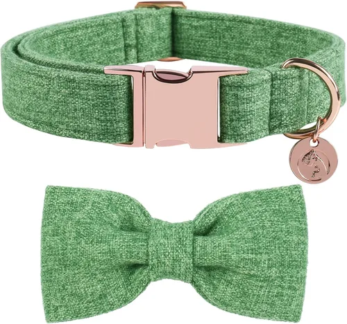 Vista 16 de DOGWONG Collar de algodón de cáñamo para perro con lazo, collar negro para mascotas, duradero, ajustable, para perros pequeños, medianos y grandes
