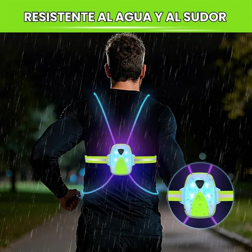 Vista 5 de LED Reflective Running Vest Lights for Runners, Running Lights with Front Light, Safety USB Rechargeable Reflective Night Lights For Men/Women