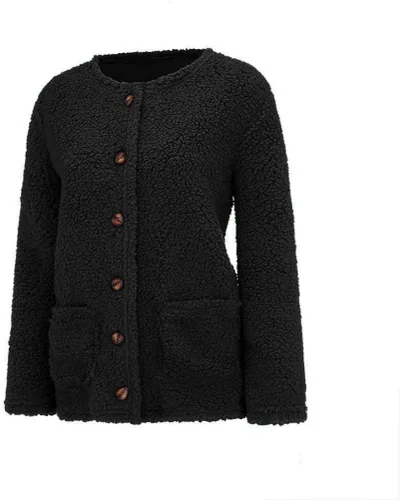 Vista 5 de SHOPESSA Womens Fuzzy Sherpa Cardigan Open Front Fleece Jacket Fluffy Soft Hoodies Long Sleeve Button Down Shirt Fall Coats