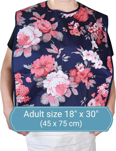 Vista 5 de Paquete de 6 baberos para adultos con recogedor de migas, protectores de ropa impermeables y reutilizables para mujeres mayores