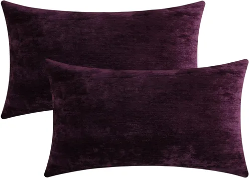 Vista 47 de Jeneoo - Fundas de almohada decorativas rojas brillantes de chenilla suave, fundas de cojín cómodas y sólidas para sofá de sala de estar