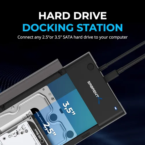 Vista 2 de SABRENT Estación de acoplamiento plana para disco duro externo USB 3.0 a SATA para disco duro de 2,5 o 3,5 pulgadas, SSD [compatible con UASP]