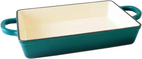 Vista 7 de Crock-Pot Artisan - Sartén de lasaña de hierro fundido esmaltado de 13 pulgadas, color blanco lino mate, utensilios duraderos aptos para horno