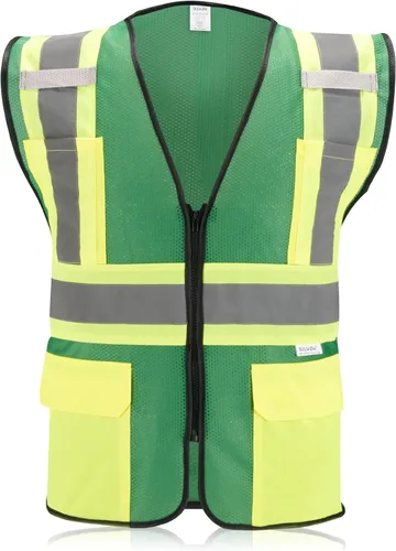 Vista 12 de Chaleco de seguridad reflectante de alta visibilidad con cremallera y bolsillos O/Y, Naranja, Pequeña