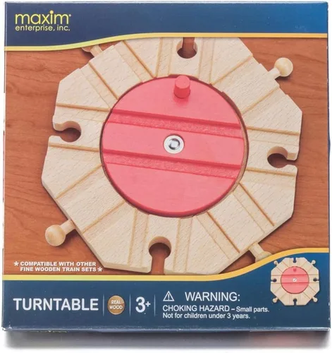 Vista 3 de maxim enterprise, inc. Mesa giratoria de madera para ferrocarril, mesa giratoria de 8 vías para Roundhouse, accesorios de pista de tren de madera