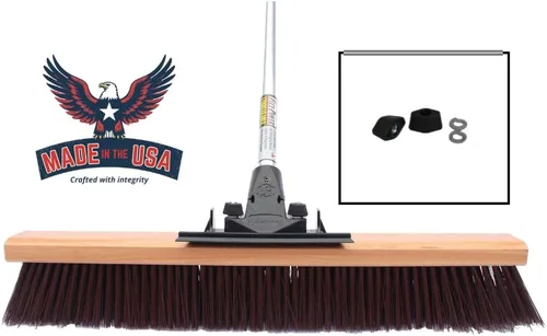 FlexSweep Escoba de empuje comercial irrompible (contratistas de 24 pulgadas) cerdas gruesas