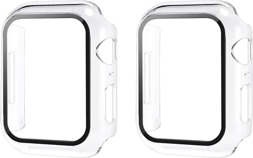 Vista 17 de Juego de 2 fundas con protector de pantalla de vidrio templado para Apple Watch SE (Gen 1/2/3) Series 4/5/6 40mm, tacto suave, protección