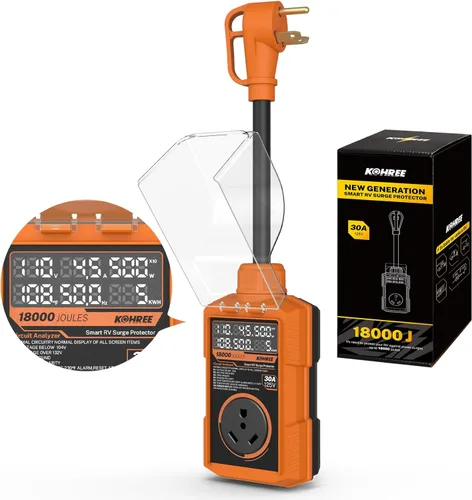 Vista 13 de Kohree Protector contra sobretensiones RV de 30 amperios, 18000 julios, protección contra sobretensiones de sobretensión, adaptador de enchufe RV
