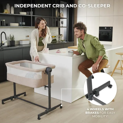 Vista 2 de Kinderkraft Neste UP2 Cuna Lateral 2 en 1, Co-Sleeper desde el Nacimiento, Cuna de Viaje para Recién Nacido, Altura Ajustable, Sábana de Colchón