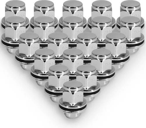 20 tuercas de rueda de 12 x 1.5 pulgadas cromadas plateadas, M12x1.5 tuercas de llanta de extremo cerrado de bellota de 1.4 pulgadas de alto,