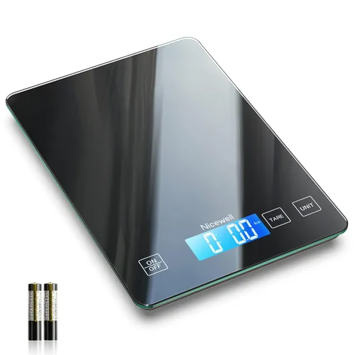 Nicewell Báscula de alimentos digital de peso gramos y onzas, 22 libras/10 kg báscula de cocina para cocinar hornear, 1 g/0.1 onza precisión