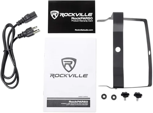 Vista 9 de (2) Rockville RockPAR50 LED RGB Compact Par Can DJ/Club DMX Wash Light+Dual Bracket