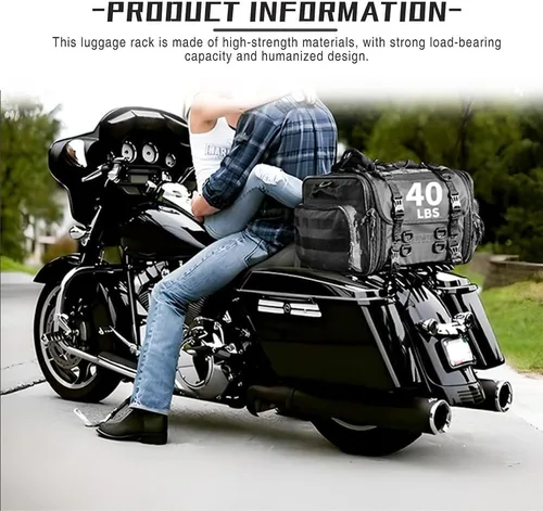 Vista 6 de DREAMIZER Portaequipajes desmontable Stealth de color negro brillante compatible con Harley Touring Road King 09-23