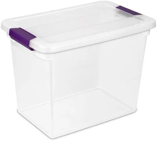 Sterilite 17631706 Clearview Caja de almacenamiento con tapa con pestillo - 27 cuartos de galón. 17" de largo x 11-18" de ancho x 12-34" de alto -