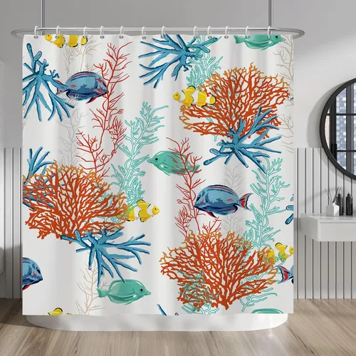 Vista 137 de Baocicco Cortina de ducha de mármol azul abstracto a rayas, decorativa, textura de lujo, línea moderna, decoración de acuarela, juego de cortinas