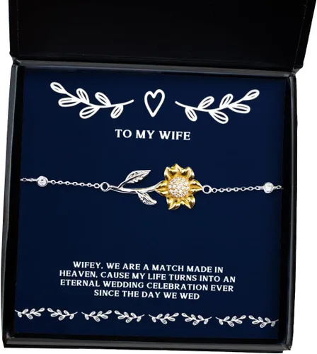 Wife for Wife, Wifey, we are a Match Made in Heaven, Cause My Life Turns into an, Epic Wife Sunflower Bracelet, Jewelry from Husband